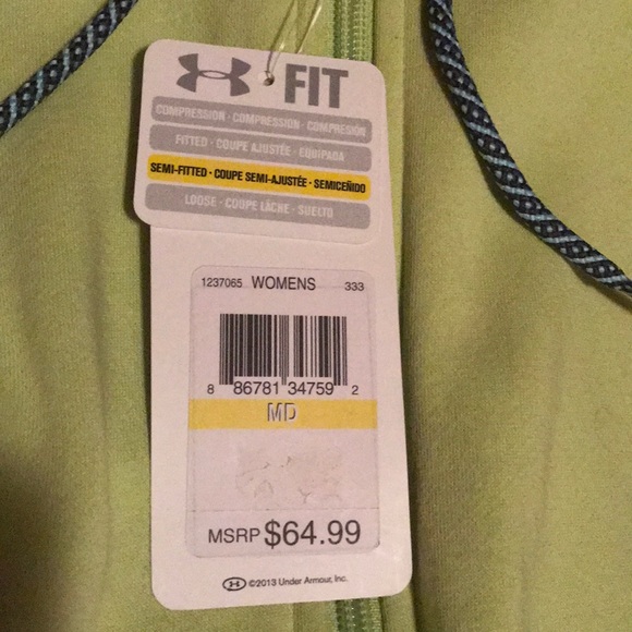 Lime green Under Amour zip up hoodie - Picture 3 of 4